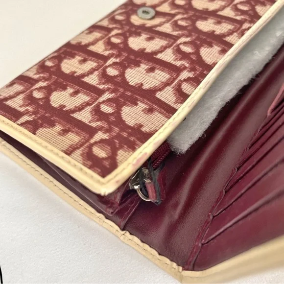 Rare VINTAGE Dior Trotter No. 1 Long Flap Wallet Red Oblique Canvas Y2K - Picture 12 of 12